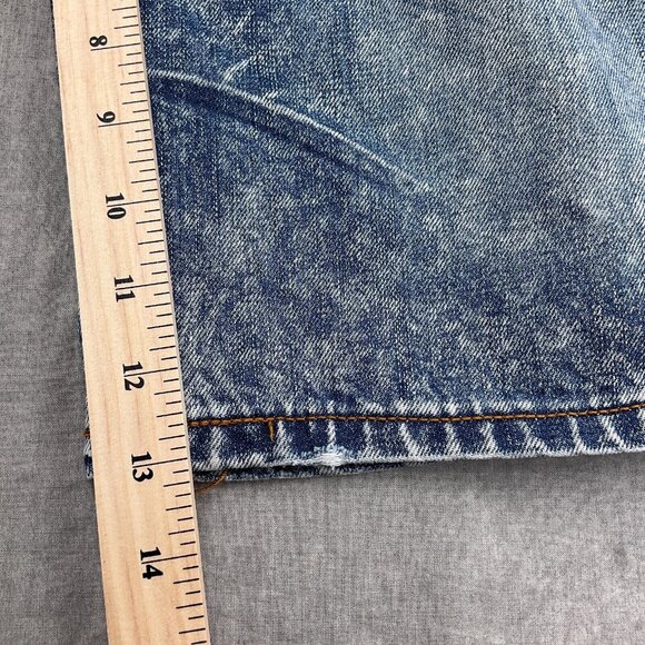 Rocawear Shorts Men 30W/31Wx13LBlue Acidwash Crease Hip Hop Y2K Button Flap - Picture 8 of 11